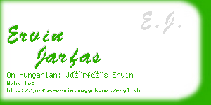 ervin jarfas business card